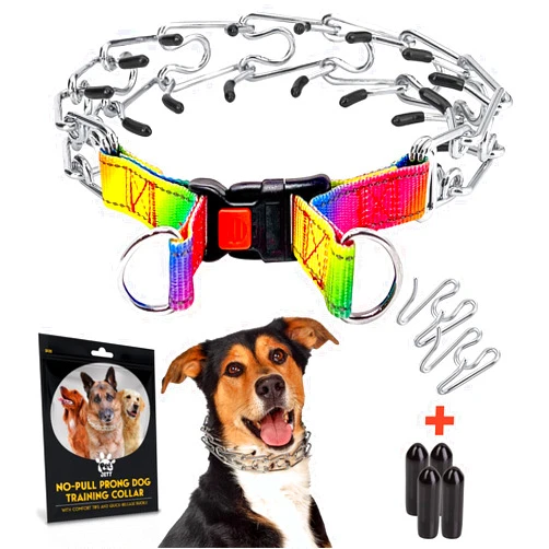 PET JETT Prong Collar for Dogs - No Pull Choke Collar for Dogs, Pinch Collar for Dogs, Adjustable Quick Release Dog Training Collar for Small, Medium, Large Breed Sizes - Stainless Steel Metal Dog Choker Chain