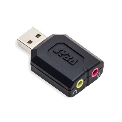 Syba external USB Stereo Sound Adapter for Windows, Mac, Linux Extra Audio Source with 3.5mm Audio Mic Jack C-Media Chipset