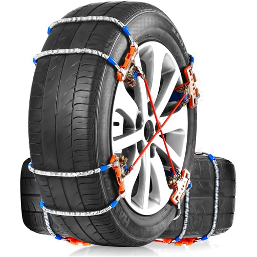 PLTMIV Snow Chains, Tire Chains for SUV Car Pickup Trucks, Universal Adjustable Emergency Traction Chains, Tire Width 205 215 225 235 245 255 265MM 8PCS