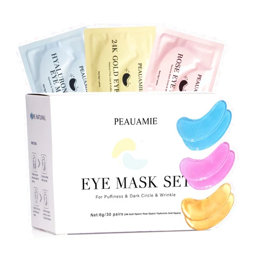 PEAUAMIE Under Eye Patches Gold and Hyaluronic Acid for puffy eyes,Rose Eye Masks for Dark Circles and Puffiness skin care Smooth Wrinkles products 30 Pairs