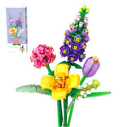 LordBiulder Flowers Bouquet Building Set ，Flower Botanical Collection Building Blocks Toy，Home Decor Gifts for Women Girls，608 Pieces Mini Brick