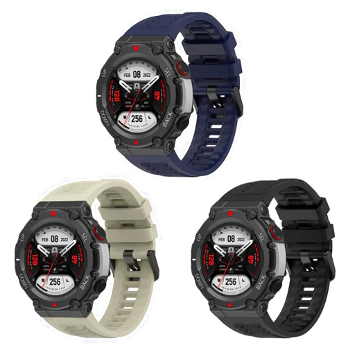 FitTurn 3 Pack Compatible for Amazfit T-Rex 2/Amazfit Active Edge Watch Bands, Silicone Replacement Band Straps Accessories Fit for Amazfit T-Rex 2 T-Rex2/Amazfit Active Edge Smartwatch