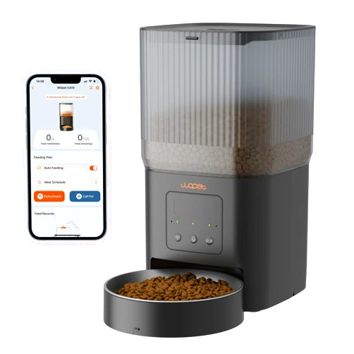 WOPET Automatic Cat Feeder 4L WiFi Cat Food Dispenser with APP Control for Slow Feeding, 10S Voice Record, 1-6 Meals Per Day for Cats and Dogs (Black)