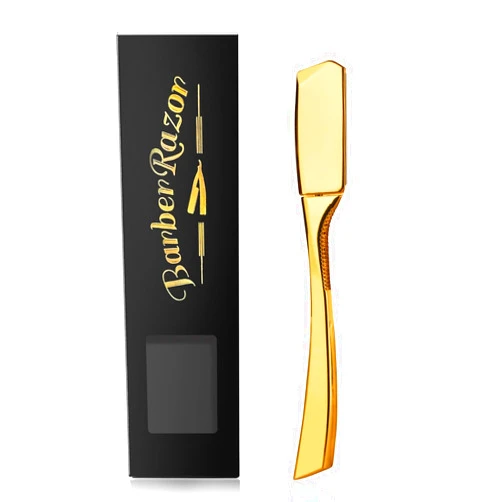 CestoMen Barber Razor Professional Straight for Men: Stainless Steel Razor Close Shaving Safety Straight Edge Razor for Barbershop Salons Home Hairdressing Use(Gold)