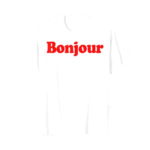 Bonjour French retro 70's fashion slogan t-shirt Bonjour Retro French Graphic t-shirt