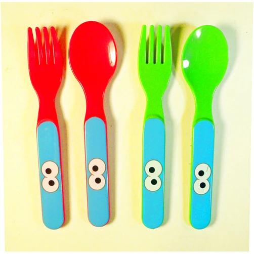 Sesame Street Set of 4 Sesame Street Cookie Monster Plastic Forks and Spoons
