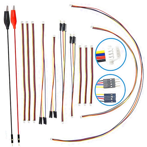Minidodoca Minidodca I2C Qwiic Cable Kit Stemma QT Wire for SparkFun Development Boards Sensor Board Breakout Breadboard 4 Pin Sh1.0 Connector+2Pcs Alligator Clip Test Leads