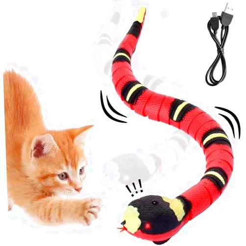 Vrbabies Snake Cat Toy, Smart Sensing Cat Toys for Cats, Rechargeable Automatically Sense Obstacle and Escape, Moving Electric Snake Toy Prank Pet Gift with Infrared Induction