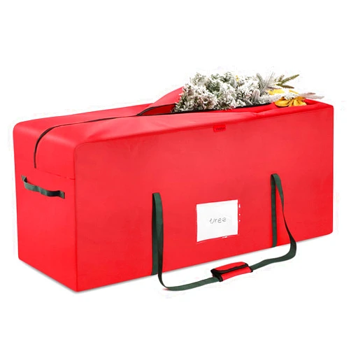 YOOFAN Christmas Tree Storage Bag for 7.5 ft Artificial Trees, Water-Resistant Oxford Fabric with PVC Window, Double Zipper, Red, 49.2