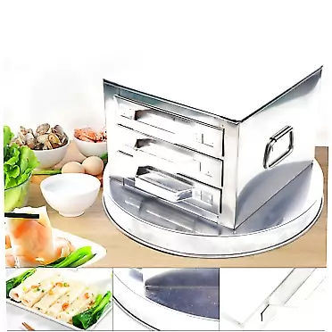 JAYEUW Rice Noodle Roll Steamer, 2/3 Layer Chinese Rice Rolls Machine, Changfen Cheong Fun Cantonese Cuisine, Stainless Steel Steamed Vermicelli Roll Steamer (3 Layer)