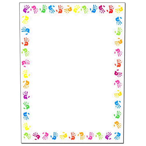 Stonehouse Collection Childrens Hands Border Stationery - 8.5 x 11-60 Letterhead Sheets - ColorfulBorder Letterhead (Hands)