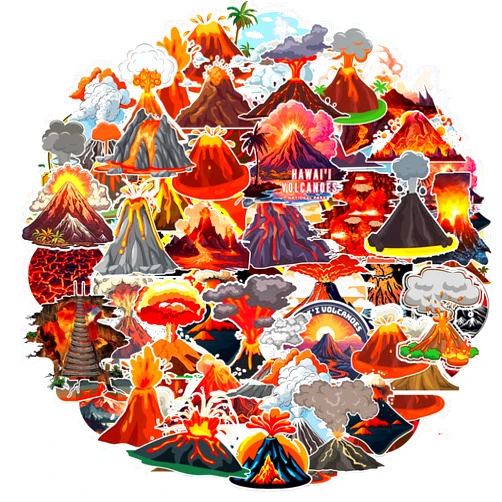 Qhqqwzxqc Volcano Party Supplies - 55pcs Dinosaur Birthday Favors & Decorations for Luau Hawaiian Parties & Water Bottles & Laptops