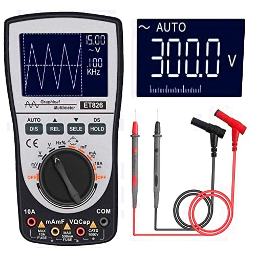 Thsinde Oscilloscope Multimeter, 2-in-1 Intelligent Digital Scope Meter Multimeter, Professional LED Handheld Oscilloscope Multimeter with 200ksps A/D Automatic Waveform Capture Function