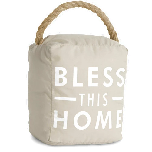 Pavilion Gift Company 72151 Bless This Home Door Stopper, 5 by 6-Inch , Gray,Tan/Beige/ White