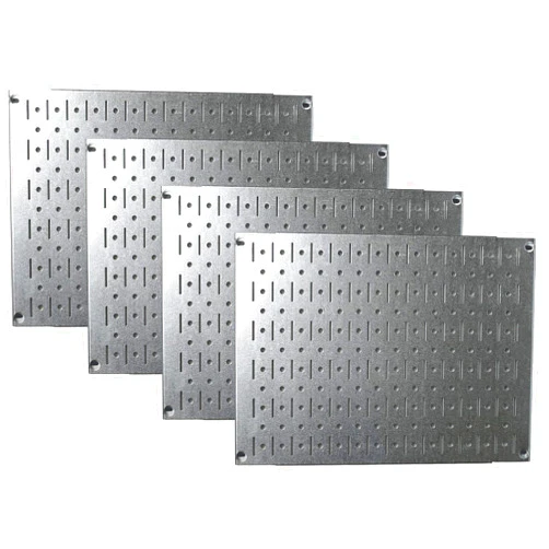 Wall Control Pegboard Wall Organizer Tiles - Wall Control Modular Galvanized Steel Pegboard Tiling Set - Four 12-Inch Tall x 16-Inch Wide Peg Board Panel Wall Storage Tiles - Easy to Install (Metallic)