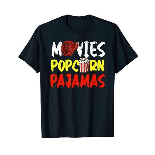 Hadley Designs Movies Funny Popcorn Pajamas family movie night movie lover T-Shirt