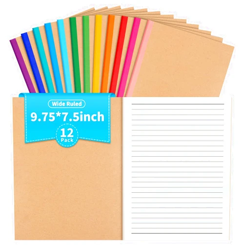 ALKALO 12 Pack Lined Notebook Journals Bulk, 7-1/2