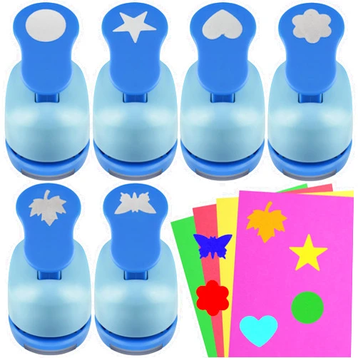 ECOHU Set 6 Craft Hole Punch 1-inch, Craft Punchers - Heart, Circle, Star, Butterfly, Maple Leaf, Flower Paper Punch Sets for Crafting & DIY Projects. (Set 6)