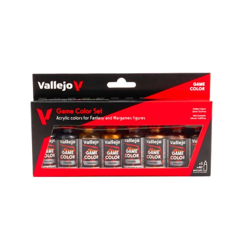Vallejo Paints: Game Color Paint: Metallic Colors - 72303, 8 Colors, 17ml Bottles, Brilliant & Versatile Set for Stunning Model & Miniature Finishes