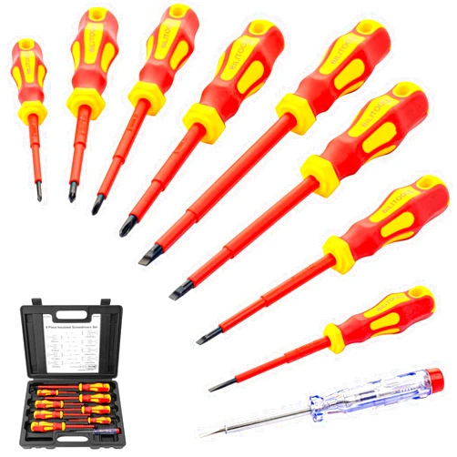 BILITOOLS Insulated Screwdriver Set, 1000V Electrical Screwdriver Insulated VDE Tools for Electrician Magnetic Phillips Slotted Pozidriv Tips