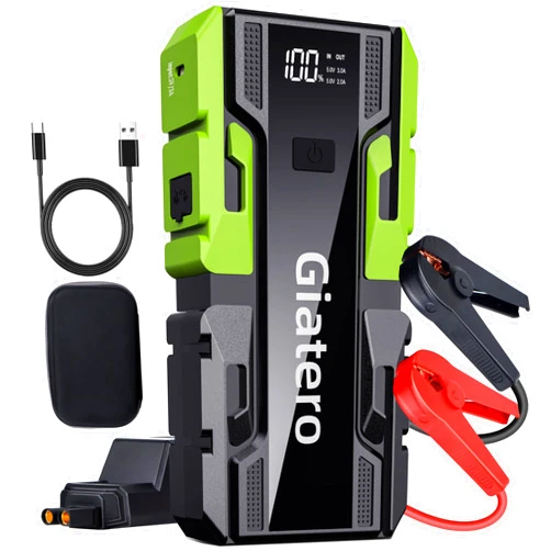 Giatero 4000A Car Battery Jump Starter, Smart Portable Car Jump Starter Battery Pack, 12V Jumper Starter with LED Display and LED Light, Power Bank with USB, Type C Port(Up to 9.0 L Gas/8.0 L Diesel)