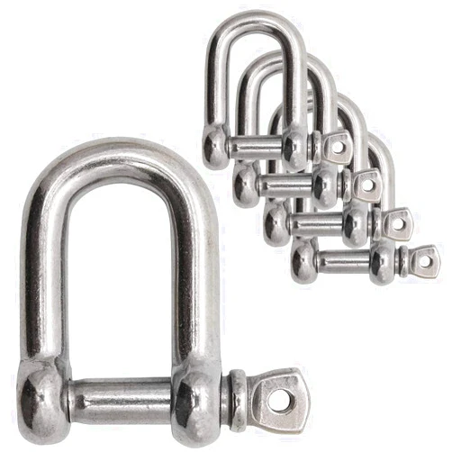 MYUYONG 5 Pack Shackle 304 Stainless Steel D Shape Load Shackle for Chains Wirerope Lifting Outdoor Camping Survival Rope Bracelets M4，M6，M8，M10
