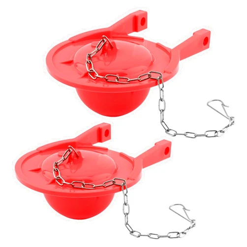 Ranjaner 2pcs 3inch Toilet Flapper Replacement Universal Toilet Flush Valve Replacement Parts Easy to Install PVC Material Toilet Flapper with Stainless Steel Chain(Red)