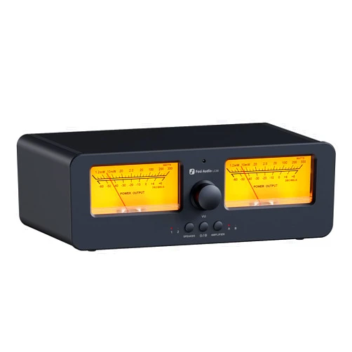 Fosi Audio LC30 VU Meter Amplifier Speaker Selector Switch Box Audio Visualizer 2 in 2 Out Vintage Switcher for High Power Stereo Class A, B, AB, D, Tube Amps Home Audio Component with Remote Control
