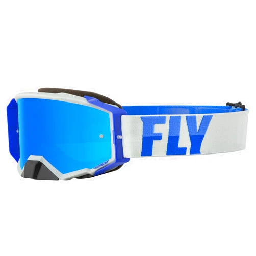 Fly Racing 2022 Zone Pro Goggles (Grey/Blue W/Sky Blue Mirror/Smoke Lens)