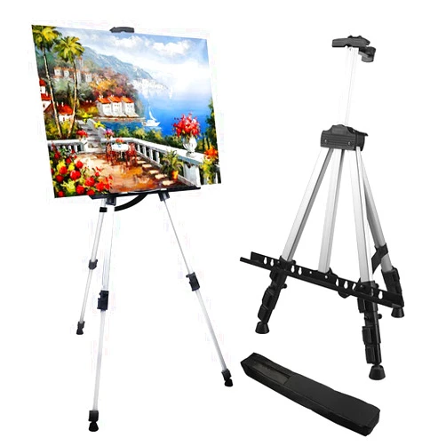 RRFTOK Artist Easel Stand,Metal Tripod Adjustable Easel for Painting Canvases Height from 17 to 66 Inch,Carry Bag for Table-Top/Floor Drawing and Didplaying