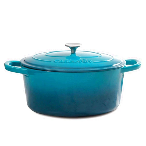 Crock-Pot Artisan Oval Enameled Cast Iron Dutch Oven, 7-Quart, Teal Ombre