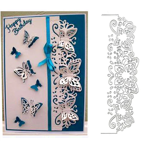 YXXMCRAFT Lace Butterfly Border Frame Metal Die Cuts, Hollow Butterfly Edge Frame Background Wedding Cutting Dies Cut Stencils for DIY Scrapbooking Album Embossing Paper Dies Card Making