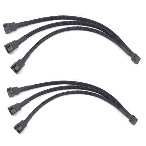 Gavemi Fan Splitter, 2-PACK PC Fan Splitter 4 Pin PWM Fan Splitter Cable PC Case Fan Header Splitter for Computer 4 Pin or 3 Pin Cooling Fan, 12 Inches (Fan Splitter- 3 Way)