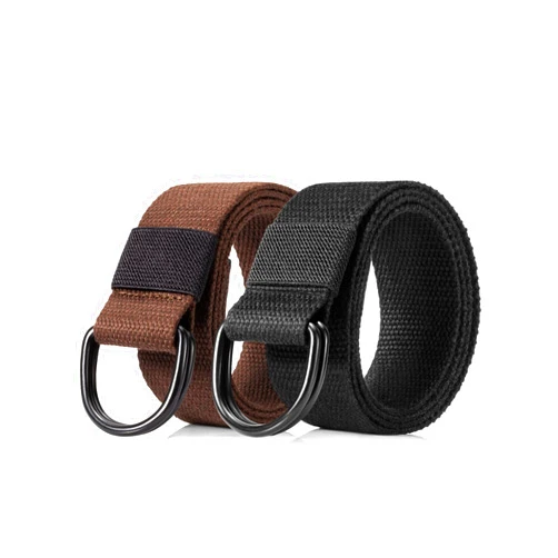 EsengNoyi Canvas Web Belt for Men Women, Casual Double D Ring Belt 1 1/2