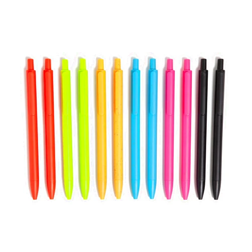 U Brands U-Eco Colored Hybrid Ink Ballpoint Pens, Set of 12, Bold and Bright, Medium (0.7 mm) Point, Assorted Color Ink