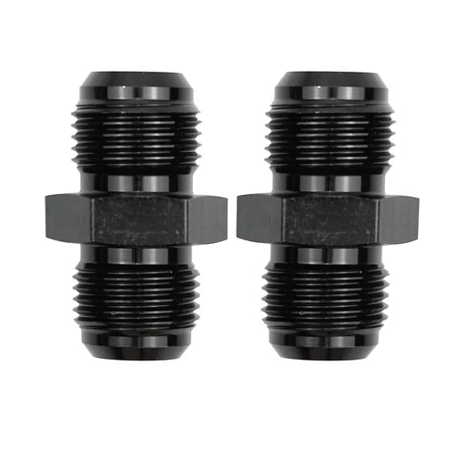 Mogankey 10AN Male to 10AN Male Flare Union Coupler Straight Fuel Hose Fitting Coupling Aluminum Black 2PCS (10AN to 10AN)