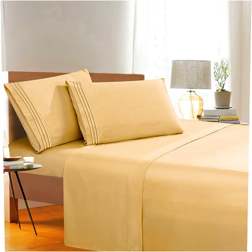 Elegant Comfort 1500 Thread Count Wrinkle & Fade Resistant Egyptian Quality 4-Piece Bed Sheet Set Ultra Soft Set includes Flat Sheet, Fitted Sheet and 2 Pillowcases, California King, Gold