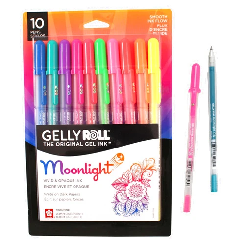 SAKURA Gelly Roll Moonlight 06 Gel Pens - Fine Point Ink Pen for Journaling, Art, or Drawing - Assorted Fluorescent Ink - Fine Line - 10 Pack