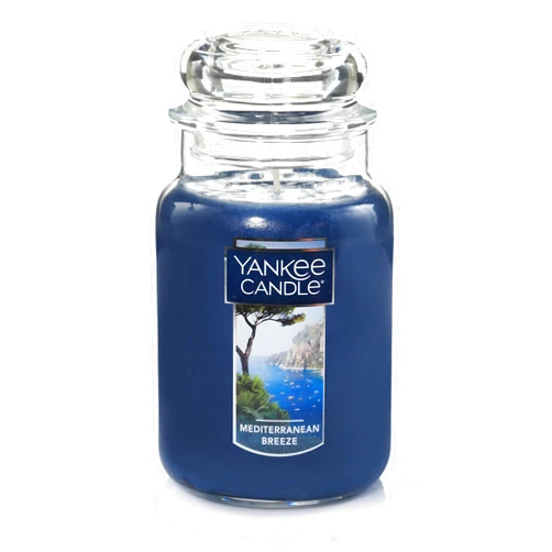Yankee Candle Mediterranean Breeze Scented, Classic 22oz, Large Jar Single Wick Candle, Over 110 Hours of Burn Time, Paraffin-Grade Wax