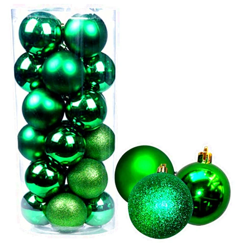 OREMILA 24ct Christmas Balls Ornaments, 2.36in (60mm) Shatterproof Decorative Hanging Balls for Xmas Tree, Holiday Wedding Party Decoration Baubles Set with Hang Rope, Green