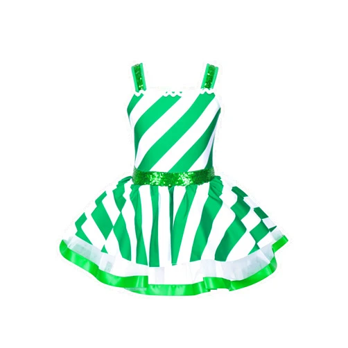 Huimingda Kids Girls Sequins Dance Tutu Leotard Dress Figure Ice Skating Dress Christmas Mrs Santa Costume