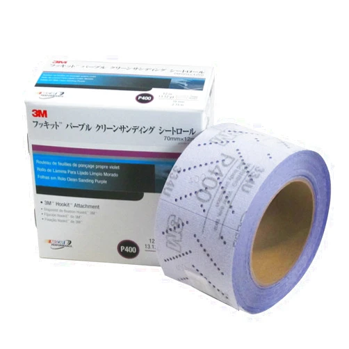 3M 30703 Hookit 334U Purple 70 mm x 12 m P400 Grit Clean Sanding Sheet Roll