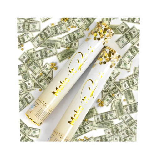 PrimePure Confetti Cannon Party Poppers - Money Confetti Poppers - 2 Pack - Mini 100 Dollar Bills Party Cannons Shooters Gun for Wedding, Birthdays, Celebrations
