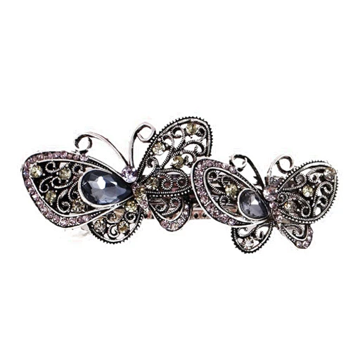 Hanitss Hair Barrette French Vintage Hair Pins Clasp Rhinestones Butterfly Hair Clip for Women Girls Gifts