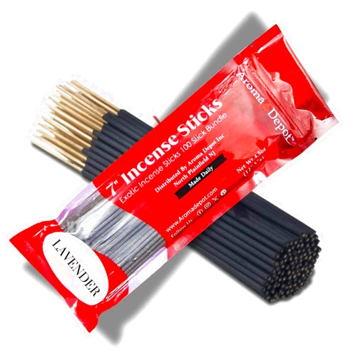 Aroma Depot Lavender Most Exotic Charcoal 7'' Incense Sticks. Approx. 85 to 100 Sticks Per Bundle, Length - 7 Inches, Each Natural Stick Burns for 35 to 45 mins Each. Long Lasting. Guarantee 100% Pure
