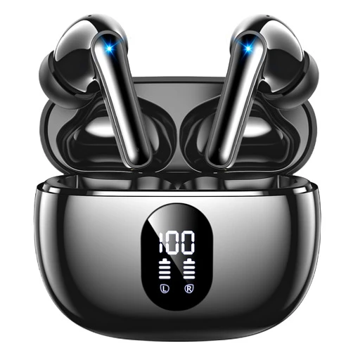 Wyness Wireless Earbuds Bluetooth 5.3 Ear Buds, Hi-Fi Stereo Bass Ear Buds with 48H Playtime & LED Display, Lightweight in-Ear Headphones with Mic, IPX7 Waterproof, Touch Control for iPhone