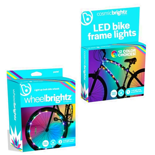 Brightz LED Bike Lights Bundle – Includes WheelBrightz LED Bike Wheel Lights, 2-Pack, and CosmicBrightz LED Frame Rope Light – Vibrant, Easy to cInstall, Weather-Resistant, Perfect for Kids & Adults