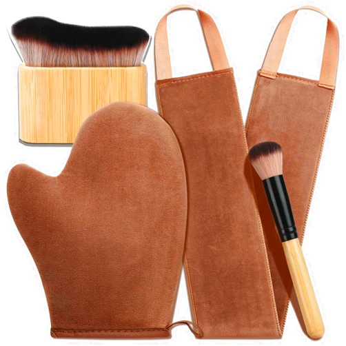 ANSPHIE 4 in 1 Luxury Velvet Tanning Mitt Self Tanning Mitt Applicator Self Tanner Brush Self Tanner Back Applicator Self Tanner Mitt Tanning Brush Tanning Glove