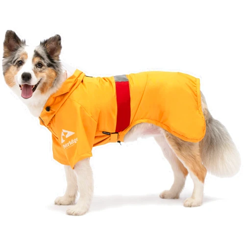 Petridge Dog Raincoat Rain Jacket Waterproof Windproof Coat for Small Medium Dogs Puppies Adjustable Waterproof Dog Rain Coat Reflective Rim(Back Length 40CM Yellow)