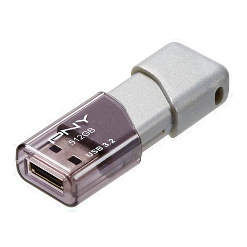 PNY 512GB Turbo Attache 3 USB 3.2 Flash Drive 100MB/s, Silver (Pack of 1)
